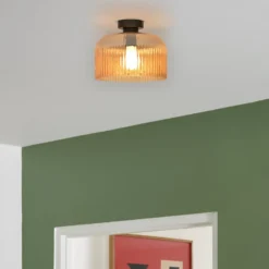 Deckenlampe Luigi bernsteinfarben/schwarz, Ø 25 cm, Glas