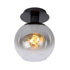 Deckenlampe Marius, Glasschirm, schwarz, 1-flammig