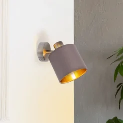 Deckenlampe Maron einflammig Textil, braun/gold