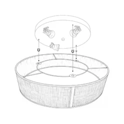 Deckenlampe Marshall, grau, Ø 50 cm, Metall/Rattan
