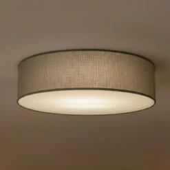 Deckenlampe Marshall, grau, Ø 50 cm, Metall/Rattan