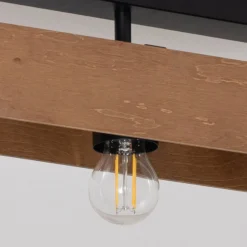 Deckenlampe Miluza, schwarz/braun, Länge 57 cm, Holz, 3-flg.