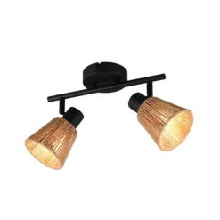 Deckenlampe Natrel, schwarz/braun, Länge 41 cm 2-flg. Metall