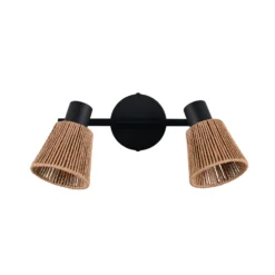 Deckenlampe Natrel, schwarz/braun, Länge 41 cm 2-flg. Metall