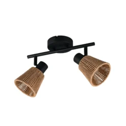 Deckenlampe Natrel, schwarz/braun, Länge 41 cm 2-flg. Metall