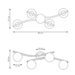 Deckenlampe Opus, Länge 85 cm, opal, Länge 84 cm, 4-flg.