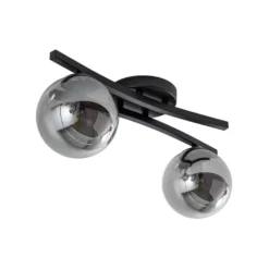 Deckenlampe Opus, Länge 60 cm, rauchgrau/schwarz, 2-flg.