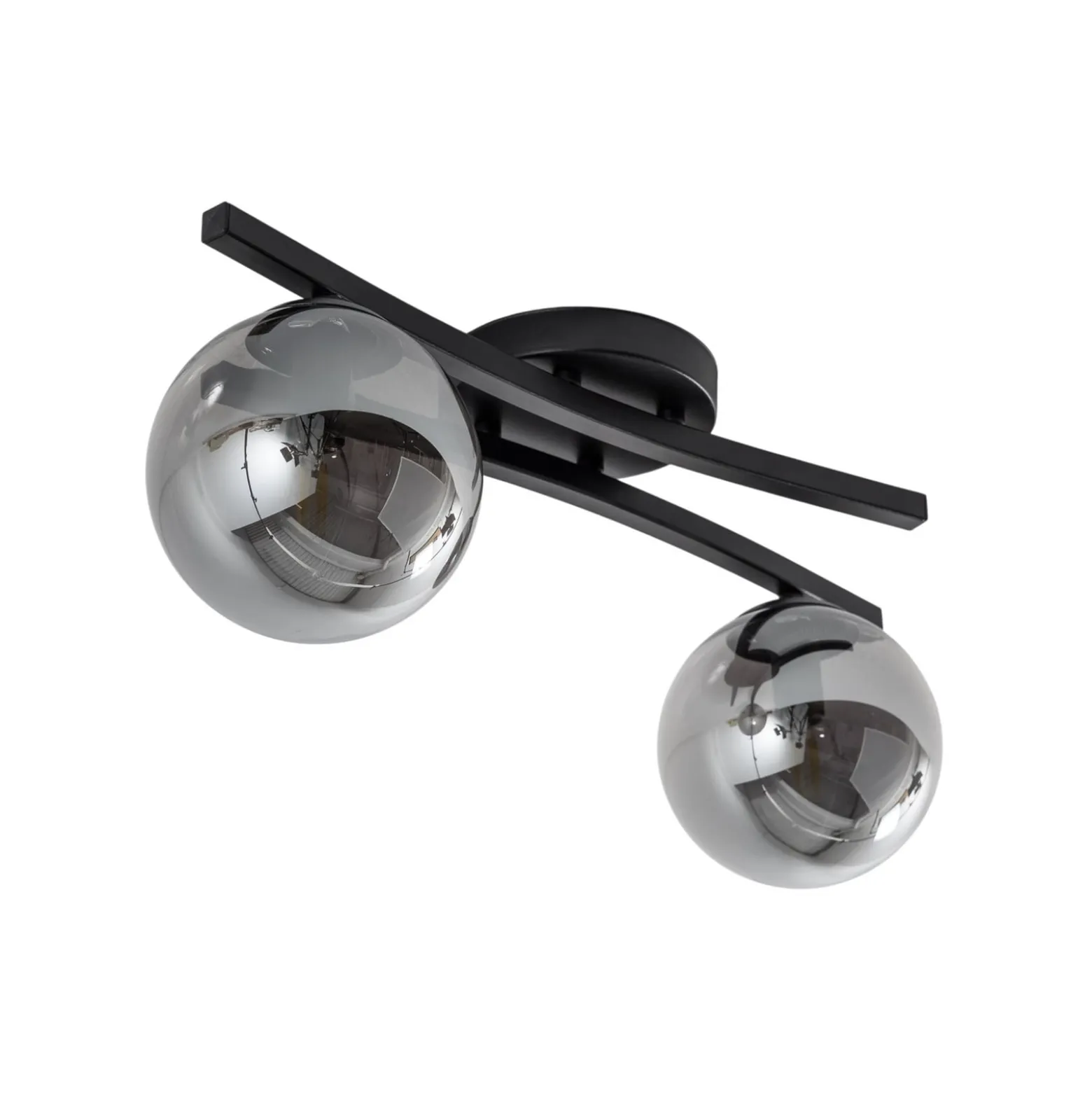 Deckenlampe Opus, Länge 60 cm, rauchgrau/schwarz, 2-flg.