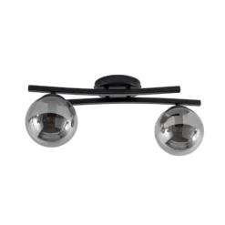 Deckenlampe Opus, Länge 60 cm, rauchgrau/schwarz, 2-flg.