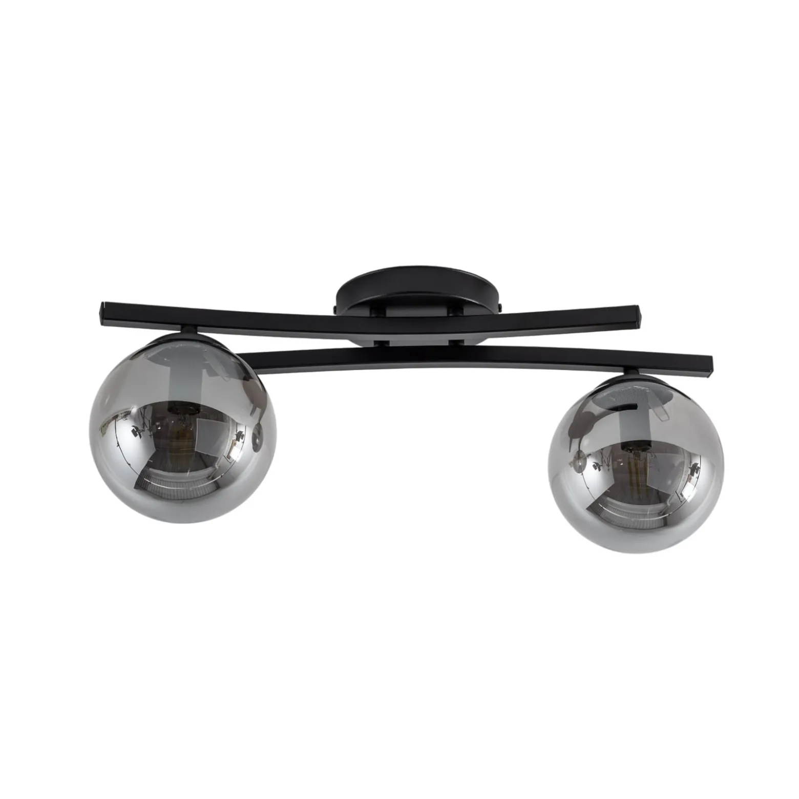 Deckenlampe Opus, Länge 60 cm, rauchgrau/schwarz, 2-flg.