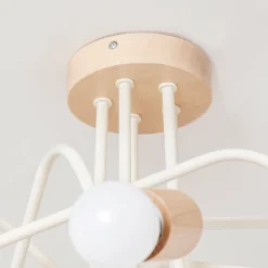 Deckenlampe Oxford, sandbeige, Holz, Metall, 5-flg,, Ø 47 cm