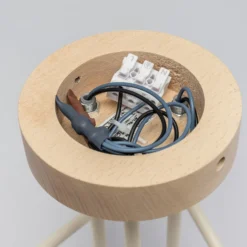 Deckenlampe Oxford, sandbeige, Holz, Metall, 5-flg,, Ø 47 cm