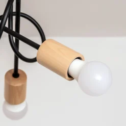 Deckenlampe Oxford, schwarz, Holz, Metall, 5-fl,, Ø 47 cm