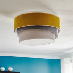 Deckenlampe Pastell Trio Ø 45cm senf/grau/hellgrau