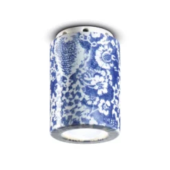 Deckenlampe PI, Blumenmuster, Ø 8,5 cm blau/weiß