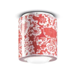 Deckenlampe PI, Blumenmuster, Ø 12,5 cm rot/weiß
