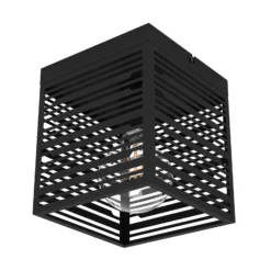 Deckenlampe Piedritas, ein schwarzer Quaderschirm