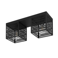 Deckenlampe Piedritas, zwei schwarze Quaderschirme