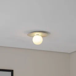 Deckenlampe Pixie, beige, Glas, Ø 25 cm, Kugel, G9