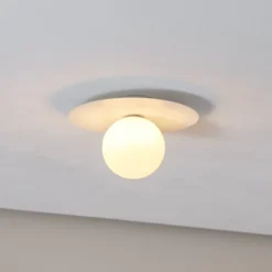 Deckenlampe Pixie, weiß, Glas, Ø 25 cm, Kugel, G9