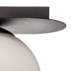Deckenlampe Plaza, schwarz/opal, einflammig