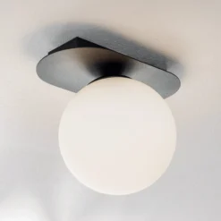 Deckenlampe Plaza, schwarz/opal, einflammig
