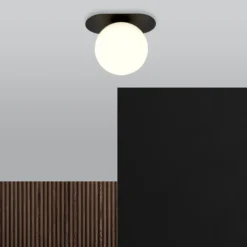 Deckenlampe Plaza, schwarz/opal, einflammig