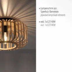 Deckenlampe Racoon aus Holz, dicke Streben, Ø 42cm