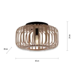 Deckenlampe Racoon aus Holz, dicke Streben, Ø 42cm