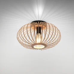 Deckenlampe Racoon aus Holz, dünne Streben, Ø 40cm