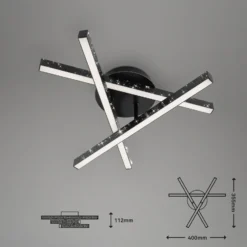 Deckenlampe Rey, Glitzereffekt, 3-flammig, schwarz