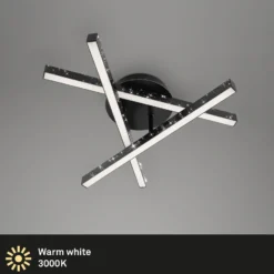 Deckenlampe Rey, Glitzereffekt, 3-flammig, schwarz