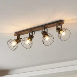 Deckenlampe Sambatello, vierflammig, braun/silber