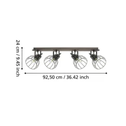 Deckenlampe Sambatello, vierflammig, braun/silber