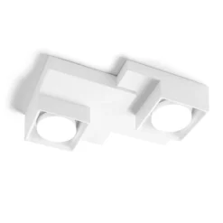 Deckenlampe Sibari, weiß, Gips, 29 cm lang, 2-flg., GX53