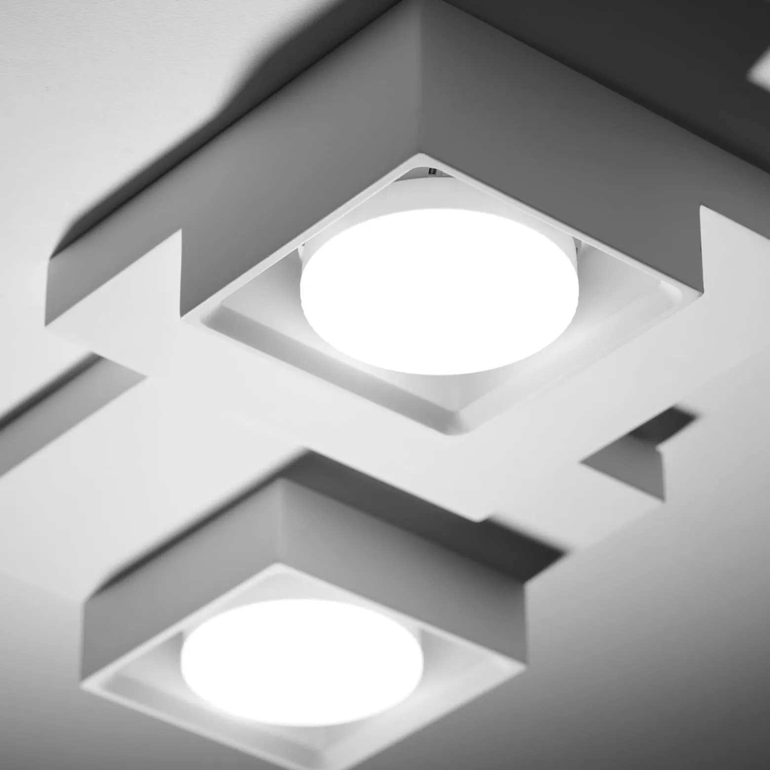 Deckenlampe Sibari, weiß, Gips, 29 cm lang, 2-flg., GX53