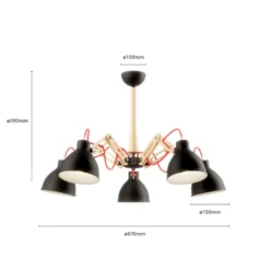 Deckenlampe Skansen 5-flammig verstellbar schwarz