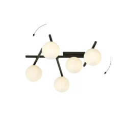 Deckenlampe Smart, schwarz/opal, 5-flammig