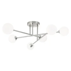Deckenlampe Snowwhite mit Gestänge, 6fl., nickel