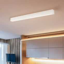 Deckenlampe Straight, weiß, 92 cm, Metall, Kunststoff