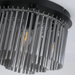 Deckenlampe Swizzle, schwarz/rauchgrau, Ø 32 cm, Glas/Metall