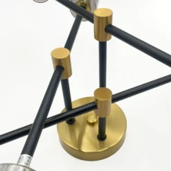 Deckenlampe Tessa, rauchgrau/schwarz/messing, Glas, G9
