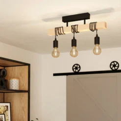 Deckenlampe Townshend aus Holz, 3-flammig schwarz