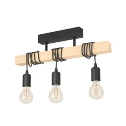 Deckenlampe Townshend aus Holz, 3-flammig schwarz