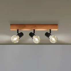 Deckenlampe Townshend 3 aus Holz 3-flammig schwarz