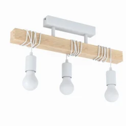 Deckenlampe Townshend aus Holz, 3-flammig weiß