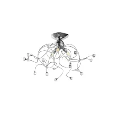 Deckenlampe Trilly in Chrom mit Kristallen, 3fl.