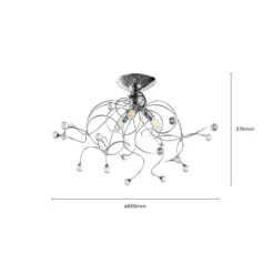 Deckenlampe Trilly in Chrom mit Kristallen, 3fl.