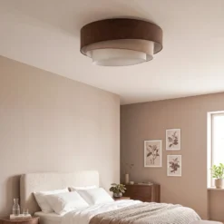 Deckenlampe Trio, braun/beige, Ø 60 cm, Textil, E27