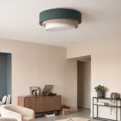 Deckenlampe Trio, grün/beige, Ø 60 cm, Textil, E27